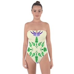 Thistle Flower Purple Thorny Flora Tie Back One Piece Swimsuit by Bajindul