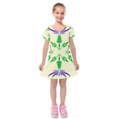 Thistle Flower Purple Thorny Flora Kids  Short Sleeve Velvet Dress