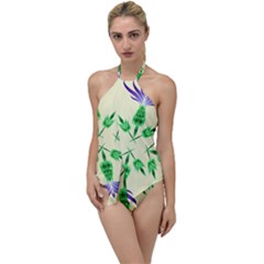 Thistle Flower Purple Thorny Flora Go With The Flow One Piece Swimsuit by Bajindul