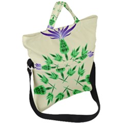 Thistle Flower Purple Thorny Flora Fold Over Handle Tote Bag by Bajindul