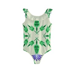 Thistle Flower Purple Thorny Flora Kids  Frill Swimsuit by Bajindul