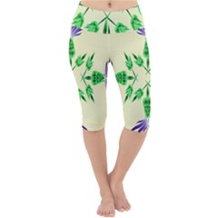 Thistle Flower Purple Thorny Flora Lightweight Velour Cropped Yoga Leggings by Bajindul