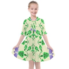 Thistle Flower Purple Thorny Flora Kids  All Frills Chiffon Dress by Bajindul