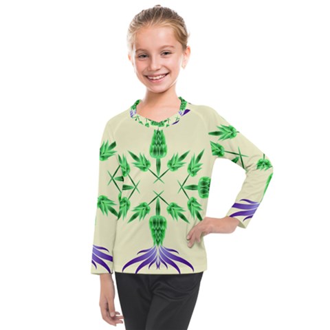 Thistle Flower Purple Thorny Flora Kids  Long Mesh T-shirt by Bajindul