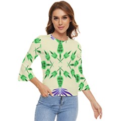 Thistle Flower Purple Thorny Flora Bell Sleeve Top