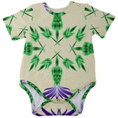 Thistle Flower Purple Thorny Flora Baby Short Sleeve Bodysuit by Bajindul