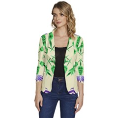 Thistle Flower Purple Thorny Flora Women s One-button 3/4 Sleeve Short Jacket