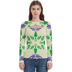 Thistle Flower Purple Thorny Flora Women s Cut Out Long Sleeve T-shirt by Bajindul