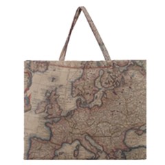 Old Vintage Classic Map Of Europe Zipper Large Tote Bag by Paksenen