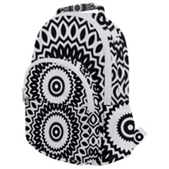 Circular Concentric Radial Symmetry Abstract Rounded Multi Pocket Backpack by Proyonanggan