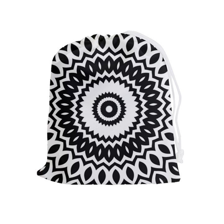 Circular Concentric Radial Symmetry Abstract Drawstring Pouch (XL)