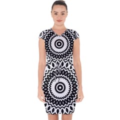 Circular Concentric Radial Symmetry Abstract Capsleeve Drawstring Dress  by Proyonanggan