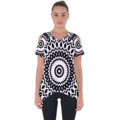 Circular Concentric Radial Symmetry Abstract Cut Out Side Drop T-shirt by Proyonanggan