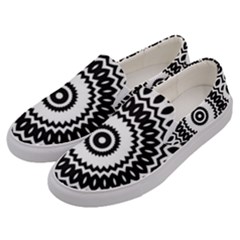 Circular Concentric Radial Symmetry Abstract Men s Canvas Slip Ons by Proyonanggan