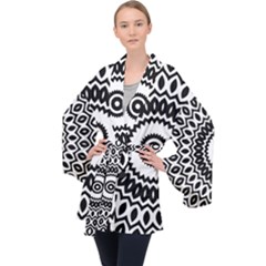 Circular Concentric Radial Symmetry Abstract Long Sleeve Velvet Kimono  by Proyonanggan