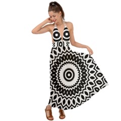 Circular Concentric Radial Symmetry Abstract Backless Maxi Beach Dress by Proyonanggan