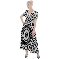 Circular Concentric Radial Symmetry Abstract Button Up Short Sleeve Maxi Dress by Proyonanggan