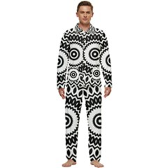 Circular Concentric Radial Symmetry Abstract Men s Long Sleeve Velvet Pocket Pajamas Set by Proyonanggan