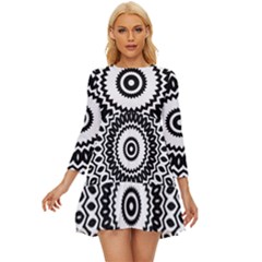 Circular Concentric Radial Symmetry Abstract Long Sleeve Babydoll Dress by Proyonanggan