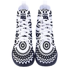 Circular Concentric Radial Symmetry Abstract Men s High-top Canvas Sneakers by Proyonanggan