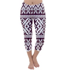 Illustration Ukrainian Folk Seamless Pattern Ornament Capri Winter Leggings 