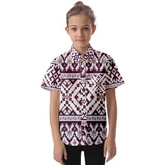 Illustration Ukrainian Folk Seamless Pattern Ornament Kids  Short Sleeve Shirt by Proyonanggan