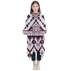 Illustration Ukrainian Folk Seamless Pattern Ornament Kids  Hooded Rain Ponchos by Proyonanggan