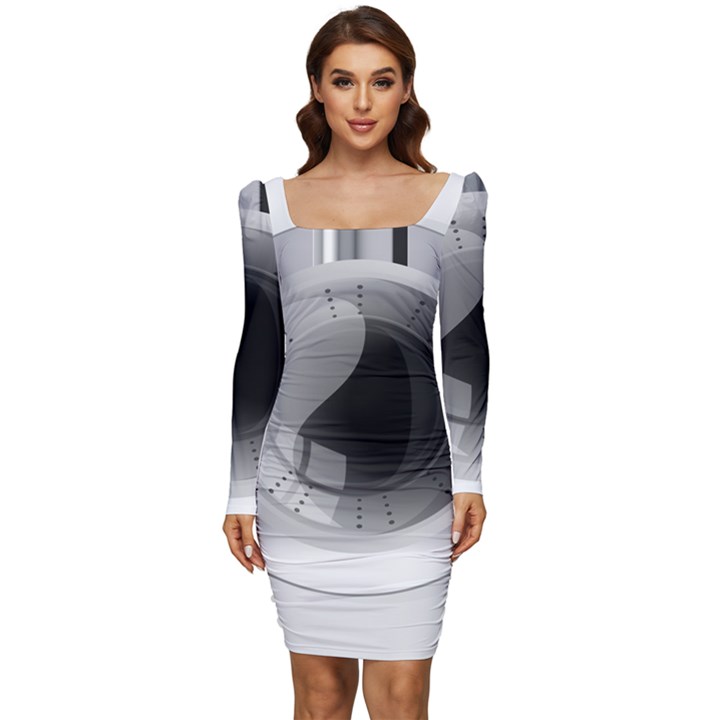 Washing Machines Home Electronic Women Long Sleeve Ruched Stretch Jersey Dress