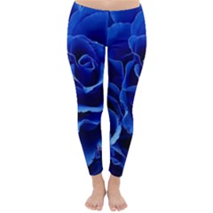 Blue Roses Flowers Plant Romance Blossom Bloom Nature Flora Petals Classic Winter Leggings by Proyonanggan