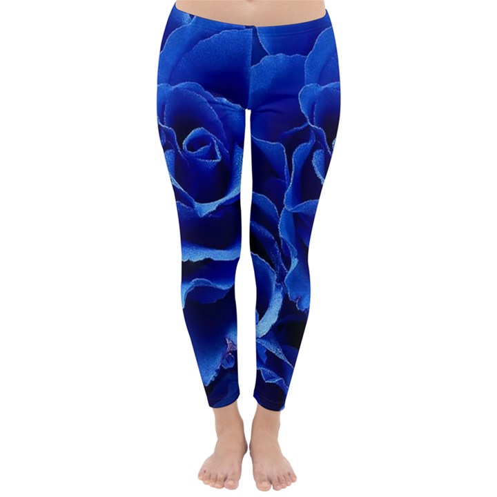 Blue Roses Flowers Plant Romance Blossom Bloom Nature Flora Petals Classic Winter Leggings