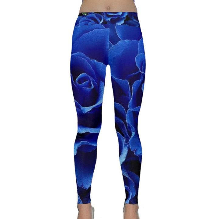 Blue Roses Flowers Plant Romance Blossom Bloom Nature Flora Petals Classic Yoga Leggings