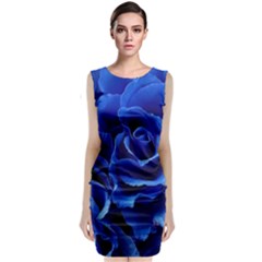 Blue Roses Flowers Plant Romance Blossom Bloom Nature Flora Petals Sleeveless Velvet Midi Dress