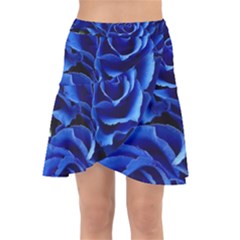 Blue Roses Flowers Plant Romance Blossom Bloom Nature Flora Petals Wrap Front Skirt by Proyonanggan