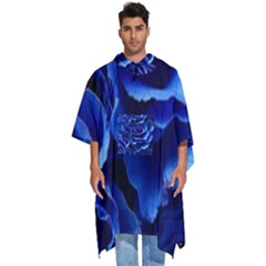 Blue Roses Flowers Plant Romance Blossom Bloom Nature Flora Petals Men s Hooded Rain Ponchos by Proyonanggan