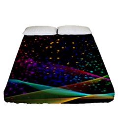 Particles Waves Line Multicoloured Fitted Sheet (queen Size) by Proyonanggan