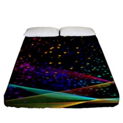 Particles Waves Line Multicoloured Fitted Sheet (king Size) by Proyonanggan