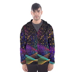 Particles Waves Line Multicoloured Men s Hooded Windbreaker by Proyonanggan