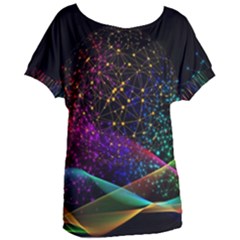 Particles Waves Line Multicoloured Women s Oversized T-shirt by Proyonanggan