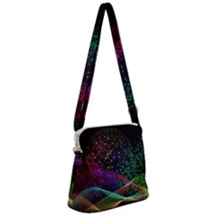 Particles Waves Line Multicoloured Zipper Messenger Bag by Proyonanggan