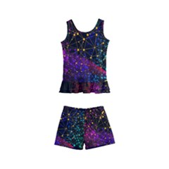 Particles Waves Line Multicoloured Kids  Boyleg Swimsuit by Proyonanggan