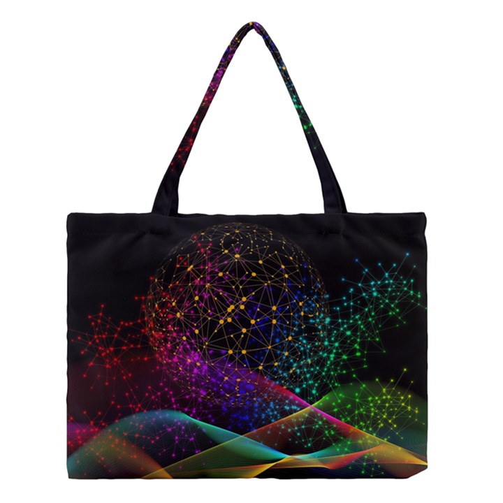 Particles Waves Line Multicoloured Medium Tote Bag