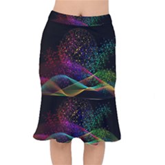 Particles Waves Line Multicoloured Short Mermaid Skirt