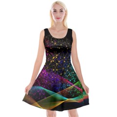 Particles Waves Line Multicoloured Reversible Velvet Sleeveless Dress