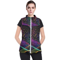 Particles Waves Line Multicoloured Women s Puffer Vest