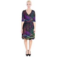 Particles Waves Line Multicoloured Wrap Up Cocktail Dress by Proyonanggan