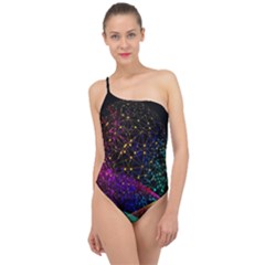 Particles Waves Line Multicoloured Classic One Shoulder Swimsuit by Proyonanggan