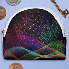 Particles Waves Line Multicoloured Horseshoe Style Canvas Pouch by Proyonanggan