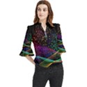 Particles Waves Line Multicoloured Loose Horn Sleeve Chiffon Blouse View1