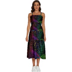 Particles Waves Line Multicoloured Sleeveless Shoulder Straps Boho Dress by Proyonanggan