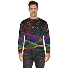 Particles Waves Line Multicoloured Men s Fleece Sweatshirt by Proyonanggan